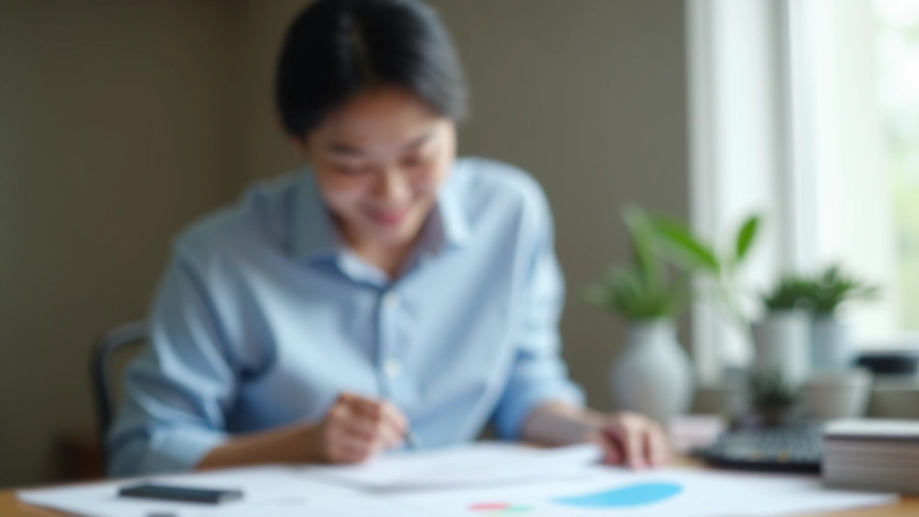 Person reviewing financial progress with charts and positive notes showing accomplishments and improvements